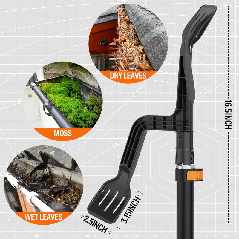 KINGLEV Gutter Cleaning Tool with Threaded, Gutter Cleaner, Mini Rake, Clean Off Gutter Guards from The Ground - Image 4